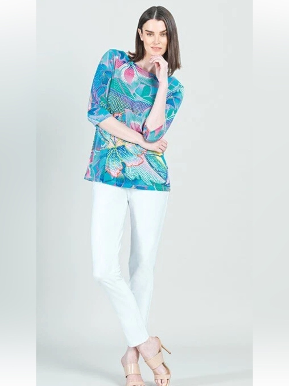 Clara Sunwoo Mosaic Petal Pointillism Print Tunic Top Contemporary Artsy Medium